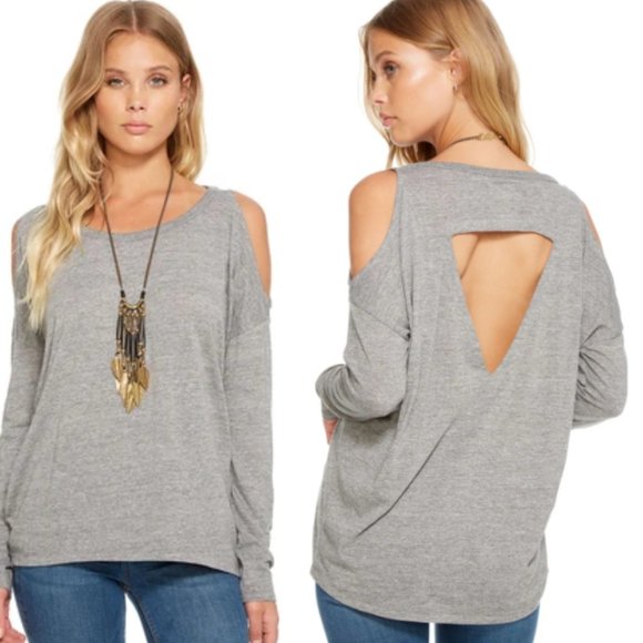 Chaser Gray Long Sleeve Tee with Open Back - Picture 6 of 13
